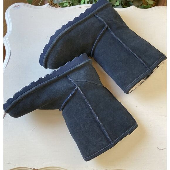BearPaw Elle Short Blue Suede Pull On Women’s Boots Size 6 - Picture 12 of 14